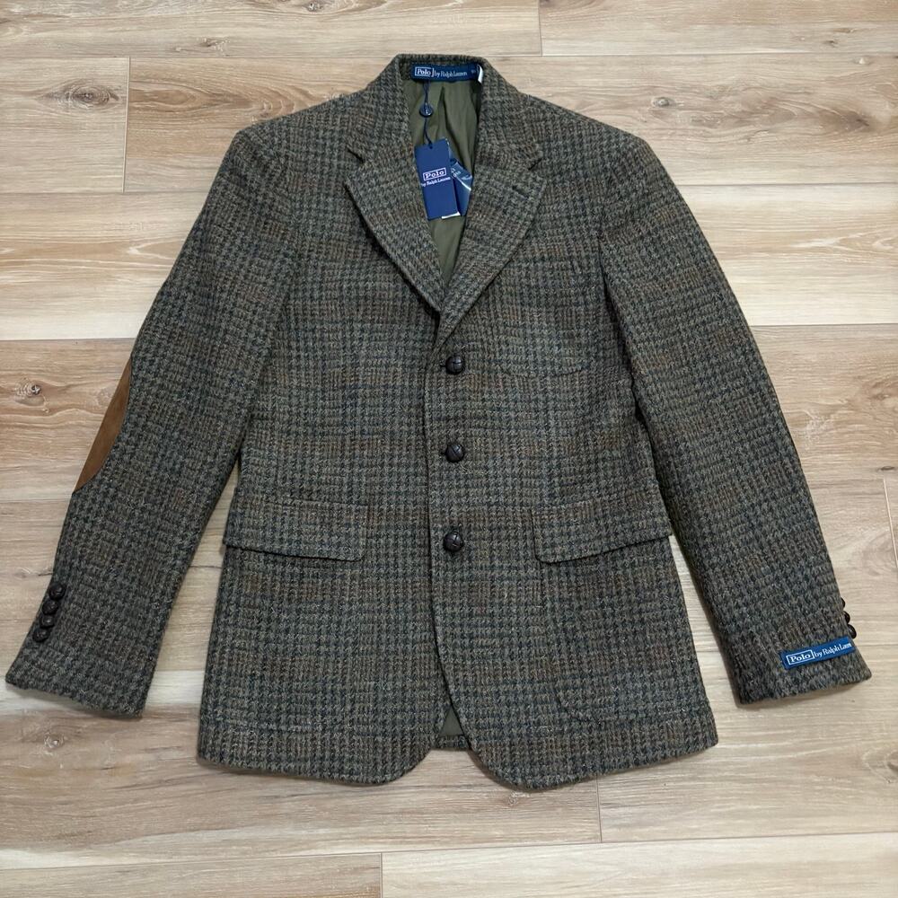 Polo Ralph Lauren Polo Tailored Wool Plaid Tweed Suit Jacket Loden Multi 38R